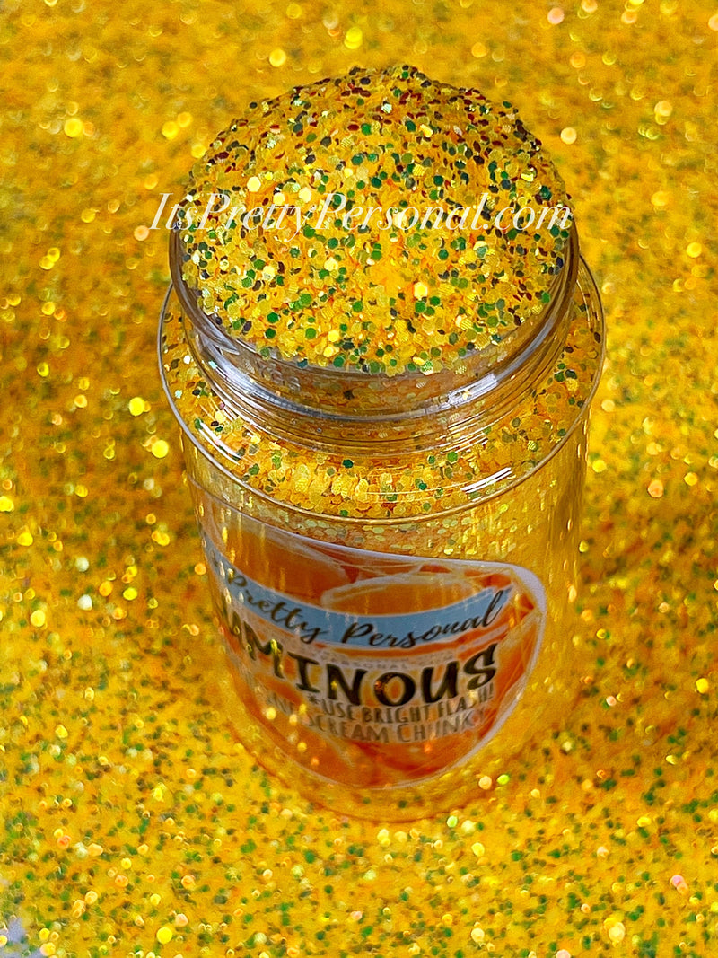 "Tangerine Scream Chunky” (Medium Cut)- Luminous Reflective Glitter Collection